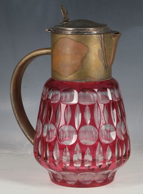 Lot 252 - An unusual clear and cranberry overlaid glass,...