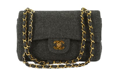 Lot 615 - Chanel Grey Felt Small Classic Bag, c. 1990,...