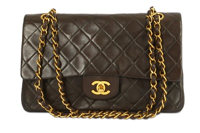 Lot 455 - Chanel Brown Classic 2.55 Flap Bag, c. 1991,...