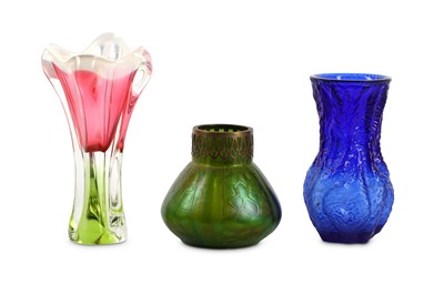 Lot 492 - A 20th Century green iridescent glass vase in...