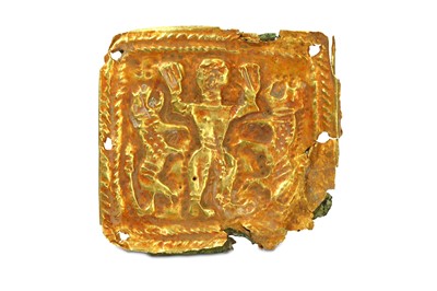 Lot 82 - A MARLIK GOLD PLAQUE  Circa 1000 B.C. The...