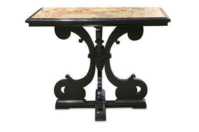 Lot 135 - A 17TH CENTURY WALNUT TABLE WITH MARBLE TOP...