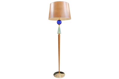 Lot 125 - FABIANI: A Floor Lamp, blue glass orb with...