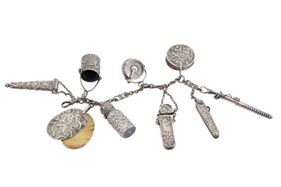 Lot 163 - A late Victorian sterling silver chatelaine,...