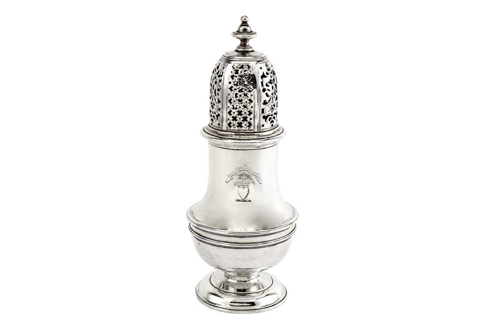 Lot 274 - A George II sterling silver sugar caster,...