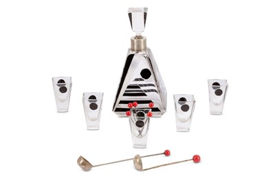 Lot 12 - KARL PALDA: An Art Deco glass Liquor set,...