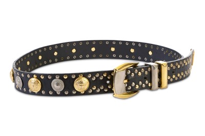 Lot 739 - Gianni Versace Studded Leather Belt, gilt and...