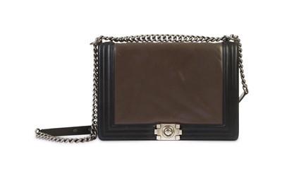 Lot 497 - Chanel Taupe and Black Large Boy Bag, c. 2011,...