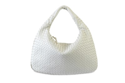 Lot 569 - Bottega Veneta White Intrecciato Hobo Bag,...