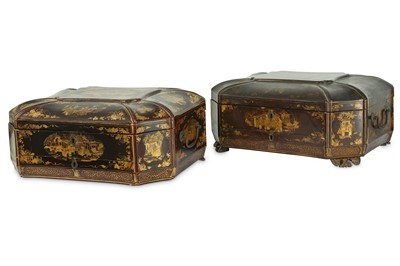 Lot 263 - A PAIR OF CHINESE BLACK LACQUER GILT-DECORATED...
