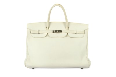 Lot 568 - Hermes White Clemence Taurillon Birkin 40, c....