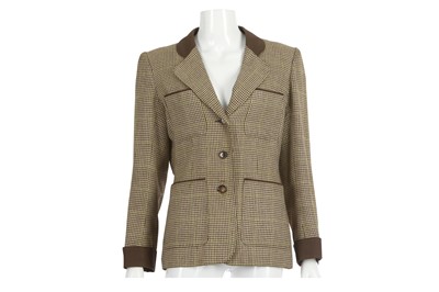 Lot 436 - Yves Saint Laurent Brown Checked Jacket, 1970s,...