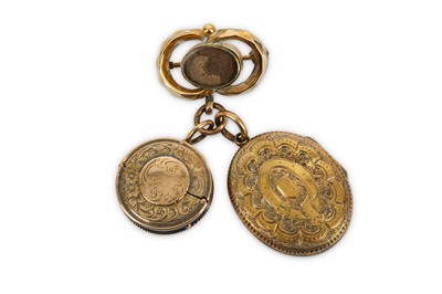 Lot 336 - A locket brooch, the brooch surmount with a...