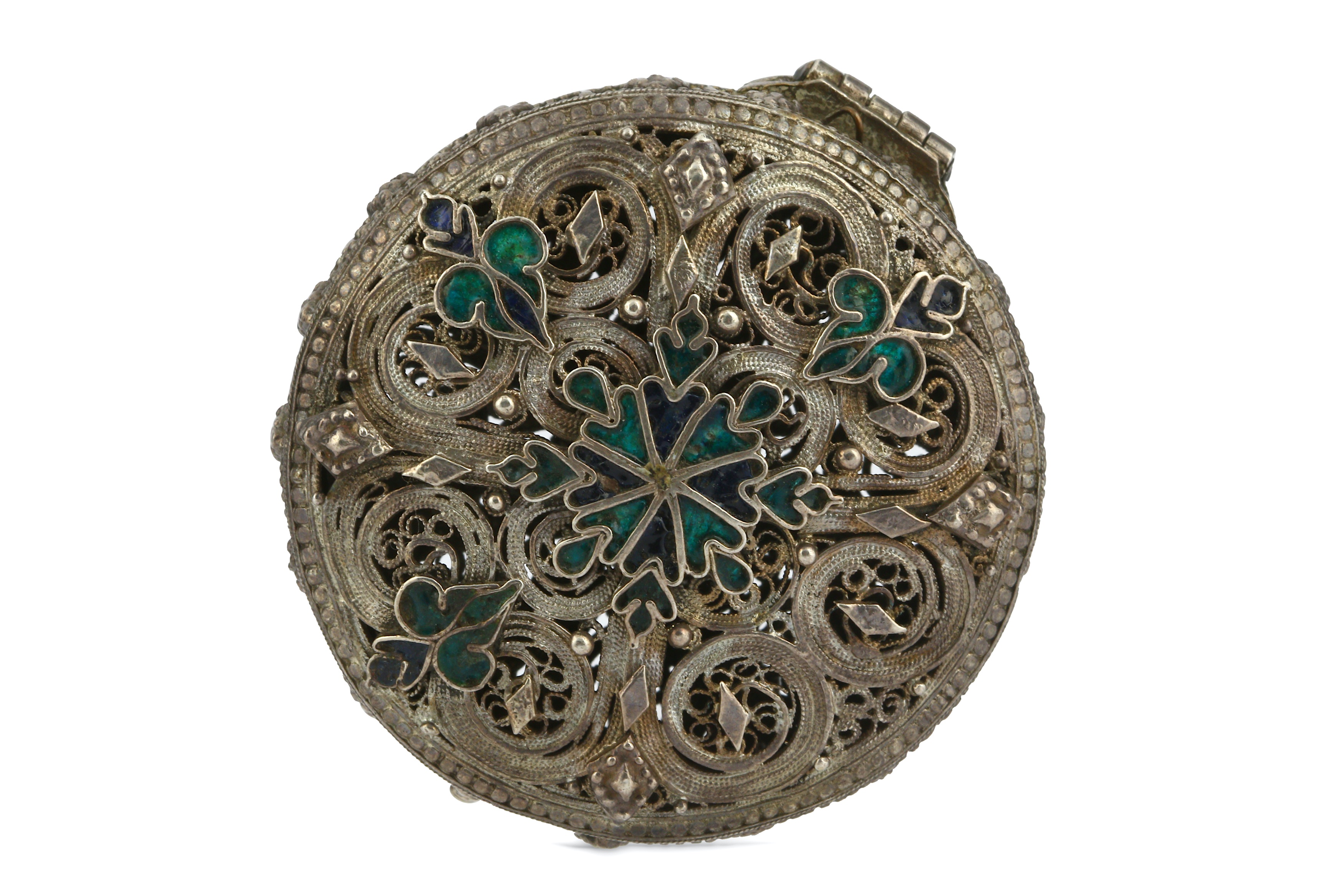 Lot 91 - A CLOISONNÉ ENAMELLED SILVER FILIGREE