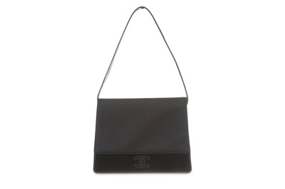 Lot 668 - Chanel Black Jersey Patent Shoulder Bag, c....