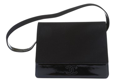 Lot 668 - Chanel Black Jersey Patent Shoulder Bag, c....