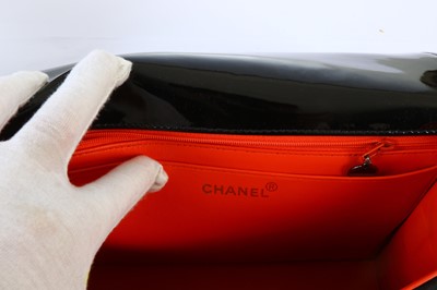 Lot 668 - Chanel Black Jersey Patent Shoulder Bag, c....