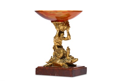 Lot 81 - A LATE 19TH CENTURY GILT BRONZE AND AGATE...