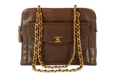 Lot 450 - Chanel Brown Shoulder Bag, c. 1996-97, caviar...