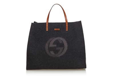 Lot 722 - † Gucci Double G Wool Tote, grey wool body...