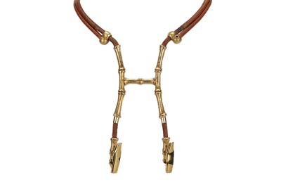 Lot 461 - † Hermes Bamboo H Necklace, gilt hardware with...