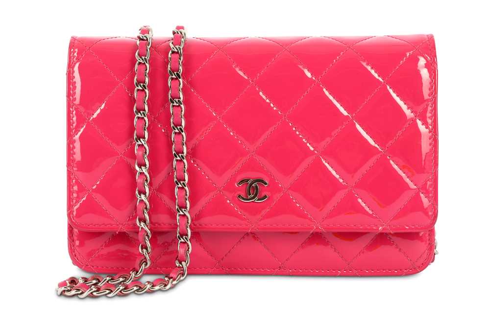 Lot 349 - Chanel Pink Patent Wallet On Chain (WOC), c.