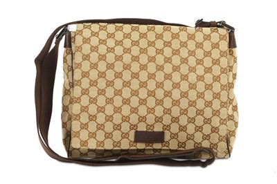 Lot 489 - Gucci Brown Monogram Messenger Bag, canvas...