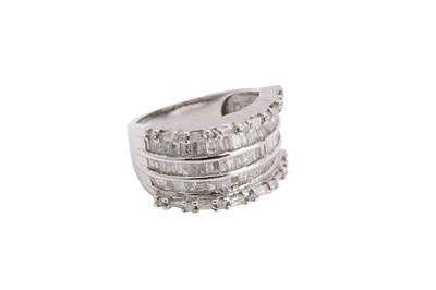 Lot 153 - A diamond dress ring, set with three rows of...