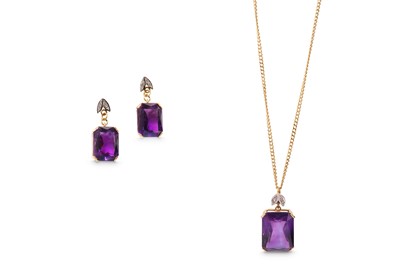 Lot 305 - An amethyst and diamond suite, The mixed...