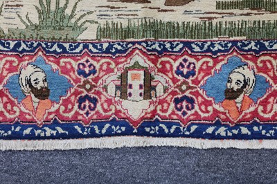 Lot 34 - A FINE KASHAN PICTORIAL RUG, CENTRAL PERSIA...
