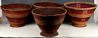 Lot 155 - Set of 4 African tribal grass baskets,...