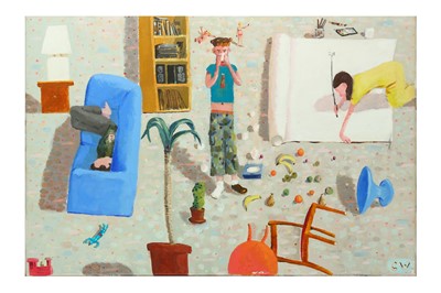Lot 89A - CHARLES WILLIAMS (B. 1956) Living Room signed...