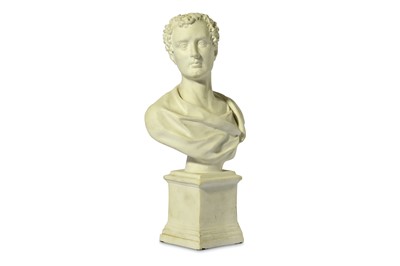 Lot 27 - AN EARLY BISQUE PORCELAIN BUST OF LORD BYRON...