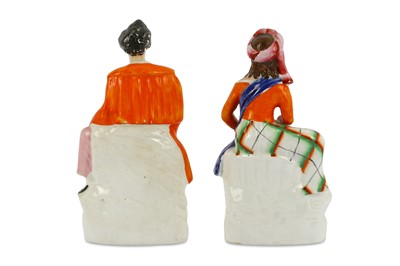 Lot 60 - A PAIR OF GLAZED STAFFORDSHIRE FIGURES OF LORD...