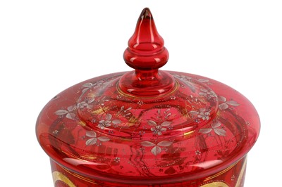 Lot 493 - A late 19th Century Bohemian ruby glass bowl...