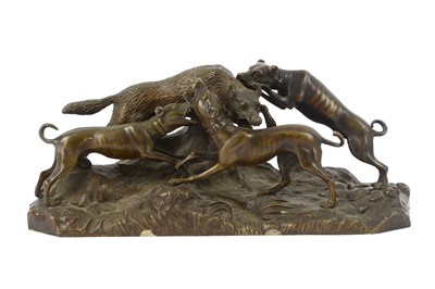 Lot 100 - A  20th Century bronze figural group of a pack...