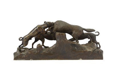 Lot 100 - A  20th Century bronze figural group of a pack...