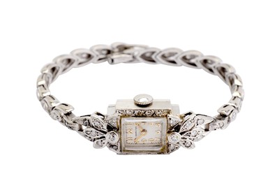 Lot 152 - A diamond-set cocktail watch, by Hamilton, the...