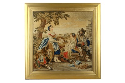 Lot 309 - A late 19th Century needlework panel depicting...