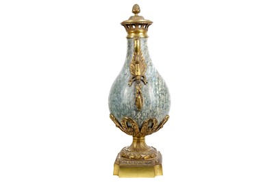 Lot 90 - A LOUIS XVI STYLE GILT METAL AND MARBLE URN of...