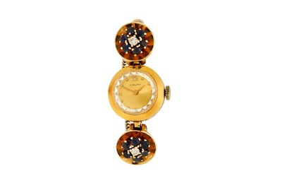 Lot 106 - A sapphire and diamond wristwatch, by Cauny,...