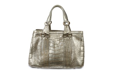 Lot 444 - Donna Karan Silver Crocodile Tote