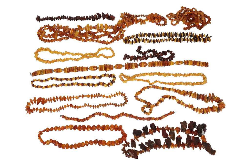 Lot 43 - A LARGE COLLECTION OF BALTIC SHARD AMBER* BEAD NECKLACES