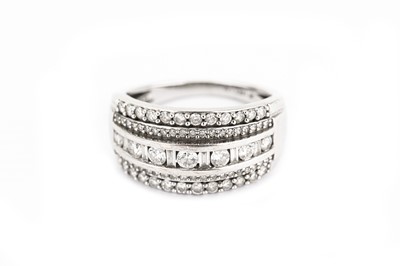 Lot 395 - A diamond ring, the 18 carat white gold band...