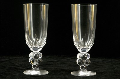 Lot 476 - A pair of Lalique glass Clos Vougeot champagne...