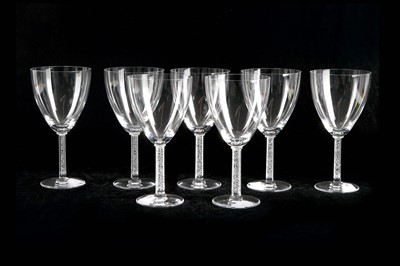 Lot 477 - A set of seven Lalique glass Phalsbourg red...