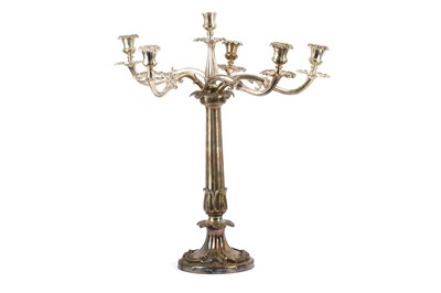 Lot 464 - A large silver plated five branch candelabra,...