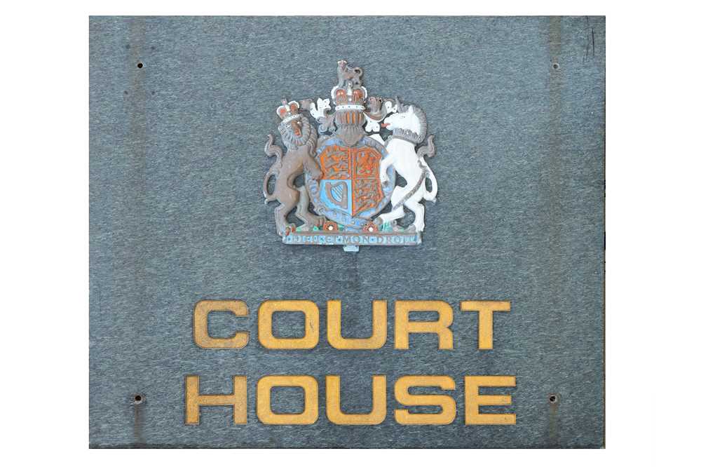 Lot 250 - A 1960'S GRANITE COURT HOUSE SIGN WITH PAINTED...
