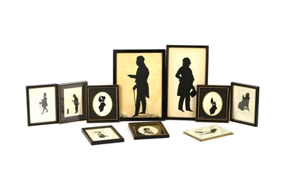 Lot 735 - A collection of ten silhouettes, framed.