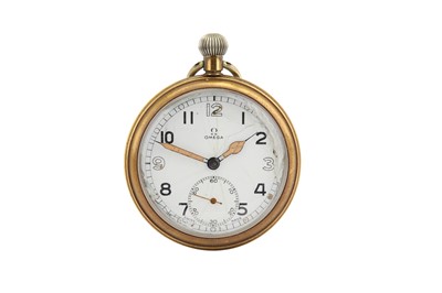 Lot 619 - OMEGA. AN OPEN FACE MILITARY POCKET WATCH Case...